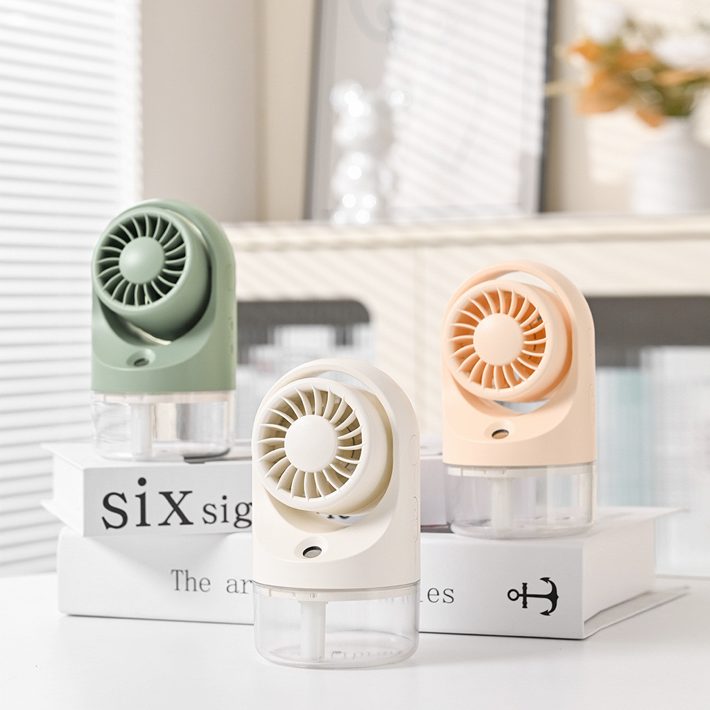 New Spray Air Conditioner Fan Usb Rechargeable Desktop Mini Fan Wind Mute Long Endurance Humidifier Little Fan