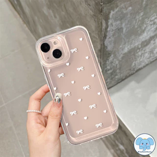 แฟชั่นน่ารักเมฆสีขาวใสกันกระแทกนุ่ม Tpu ปก iPhone 16 17 air 11 15 12 14 13 16 Pro Max XR X XS Max SE 14 15 8 7 Plus