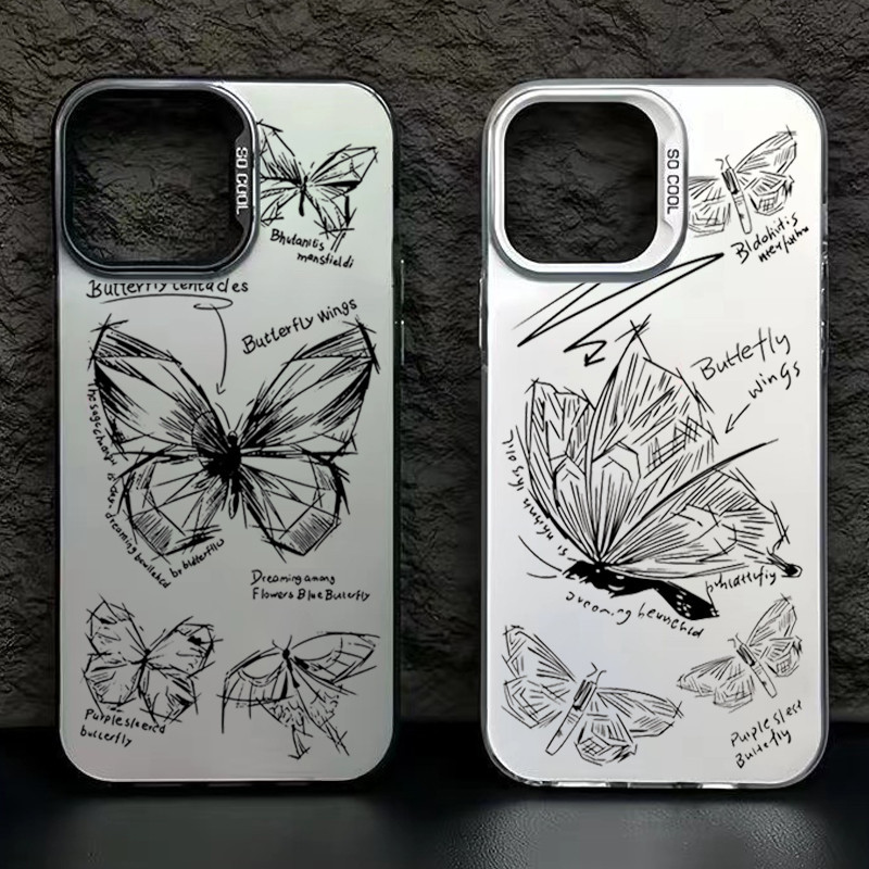 เคสโทรศัพท์มือถือแบบแข็ง ผิวด้าน กันกระแทก ลายเส้นผีเสื้อ สําหรับ Samsung Galaxy A54 A14 A34 A15 A55 A35 A05 A05S A13 A23 A33 A53 A73 A52 A52S