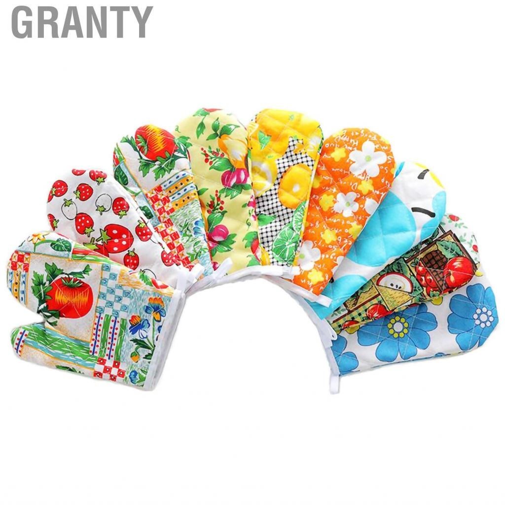 Granty 1pcs Non-slip Oven Gloves Flower Pattern Cotton Kitchen Insulation Cooking Microwave Mitts for Random
