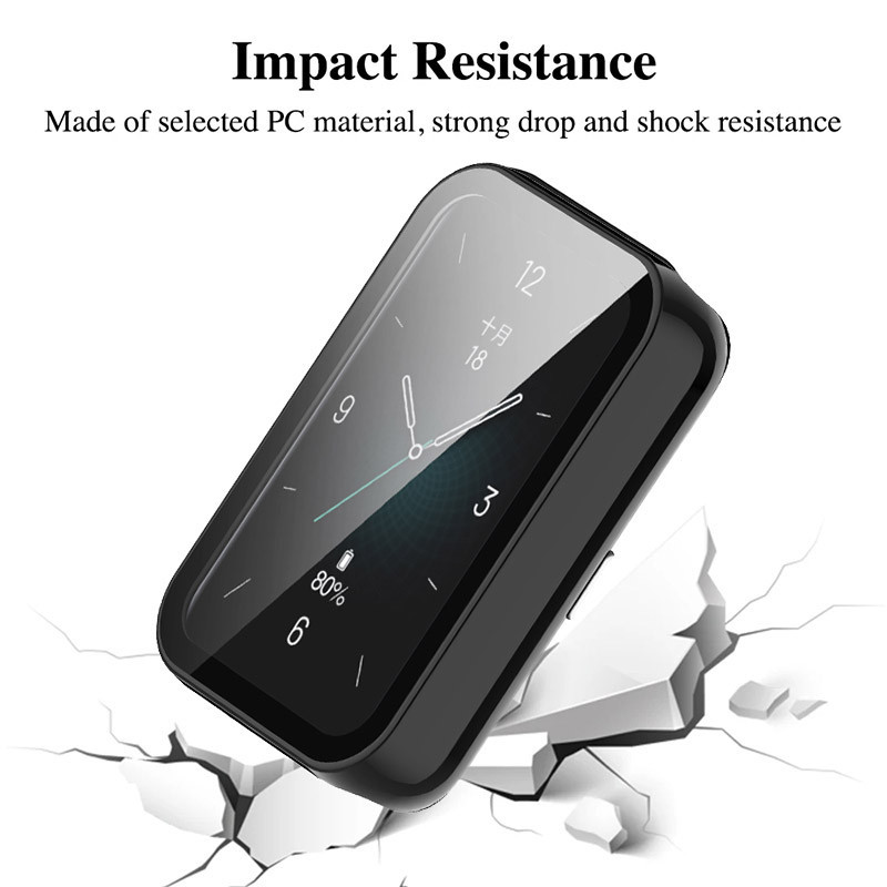 2-in-1 กระจกนิรภัย + เคส สําหรับ For Huawei Band 10 อุปกรณ์เสริม PC ฝาครอบป้องกันกันชนรอบด้าน + ตัวป้องกันหน้าจอ สําหรับ For Hauwei Band 9/8