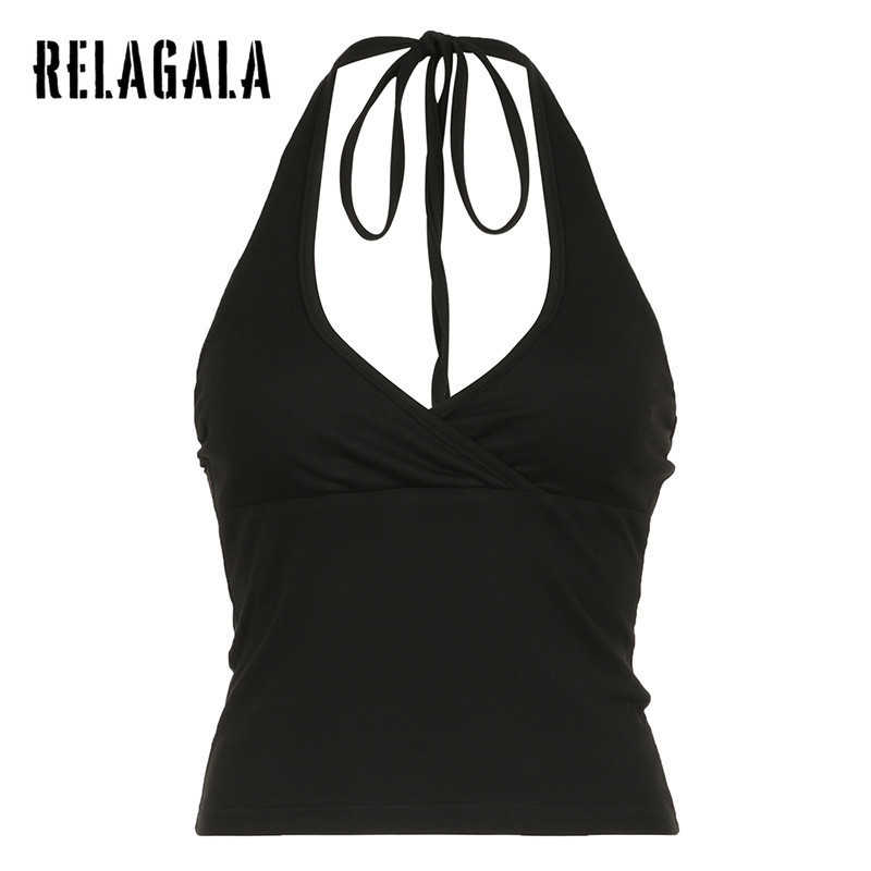 Relagala เสื้อครอปท็อป คอวี เปิดหลังเซ็กซี่ สีพื้น แฟชั่นใหม่ สําหรับสตรี 2024