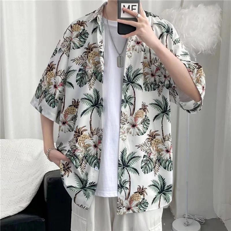 Maisida เสื้อฮาวายแขนสั้นผู้ชาย สไตล์วินเทจฮ่องกง thumbnail 6