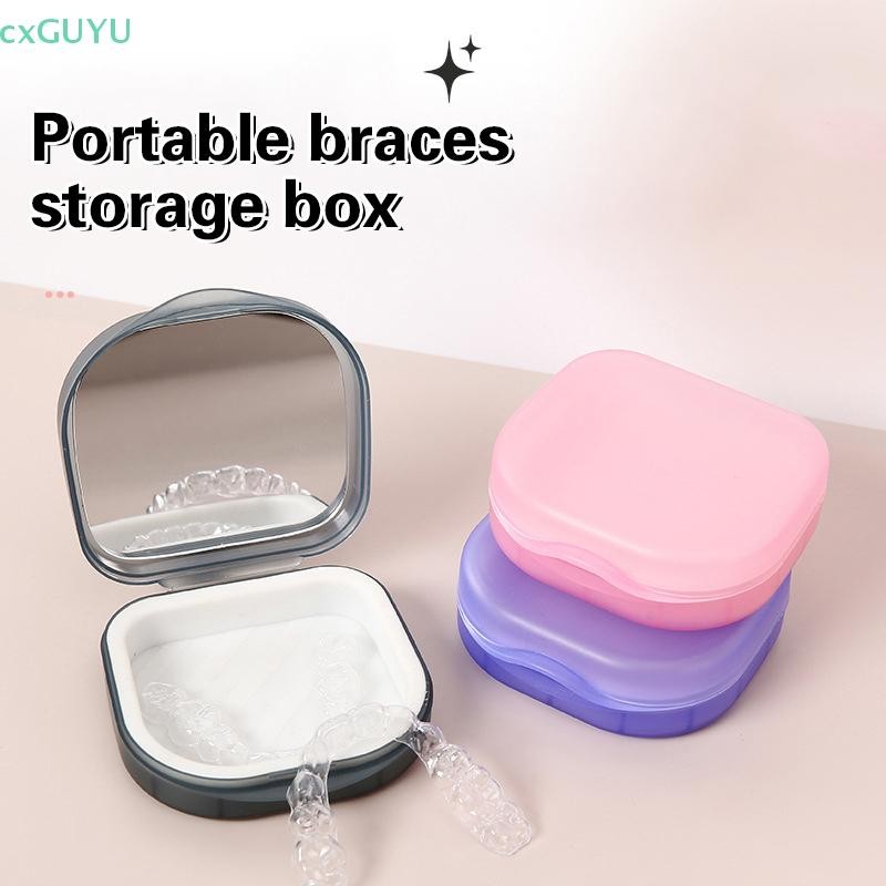 [cxGUYU] กล่องเก็บฟันปลอมผู้สูงอายุกล่องฟันปลอมแบบพกพาวงเล็บที่มองไม่เห็นจัดฟันรีเทนเนอร์กรณีที่มีฝาปิดภาชนะกันฝุ่น ราคา