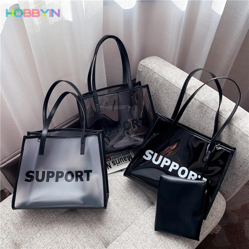 HOBBYIN กระเป๋าถือ PVC แบบใส จุของได้เยอะ แฟชั่น