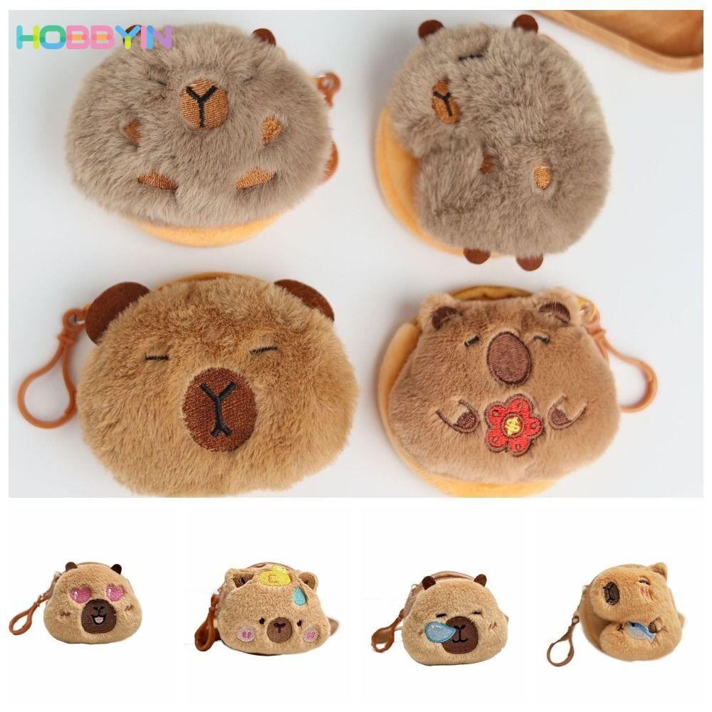 HOBBYIN พวงกุญแจ Charm, ตุ ๊ กตาขนาดเล ็ ก Kapybara กระเป ๋ าใส ่ เหรียญ , ของขวัญการ ์ ตูนคุณภาพสูงกระเป ๋ าหูฟัง Charm