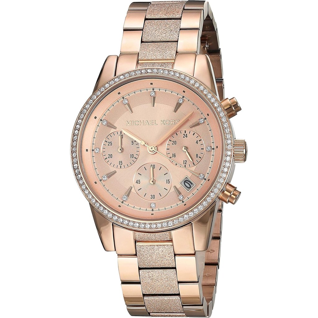Michael Kors Women's Ritz Rose Gold Tone Stainless Steel Watch MK6598 38mm