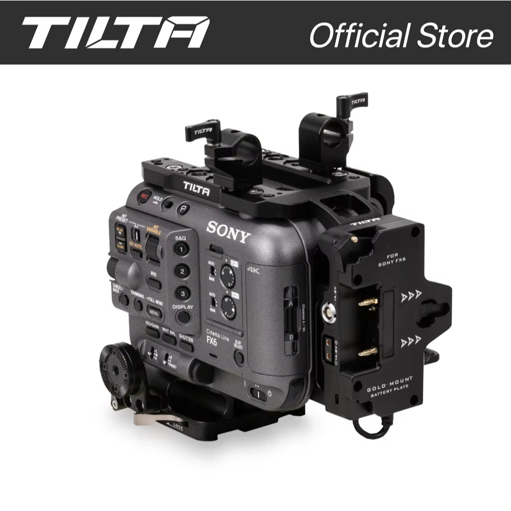 Tilta อุปกรณ์ยิงปืนชุดขั้นสูงเข้ากันได้กับ Sony FX6 รวมกรงกล้อง Quick Release Baseplate แขนด้านข้างอเนกประสงค์แผ่นด้านบนแผ่นแบตเตอรี่