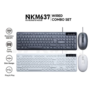 คีย์บอร์ดและเมาส์ NUBWO NKM-637 Keyboard+Mouse USB Wired Combo เชื่อมต่อง่าย ปุ่มกลมลอยดีไซน์มินิมอล