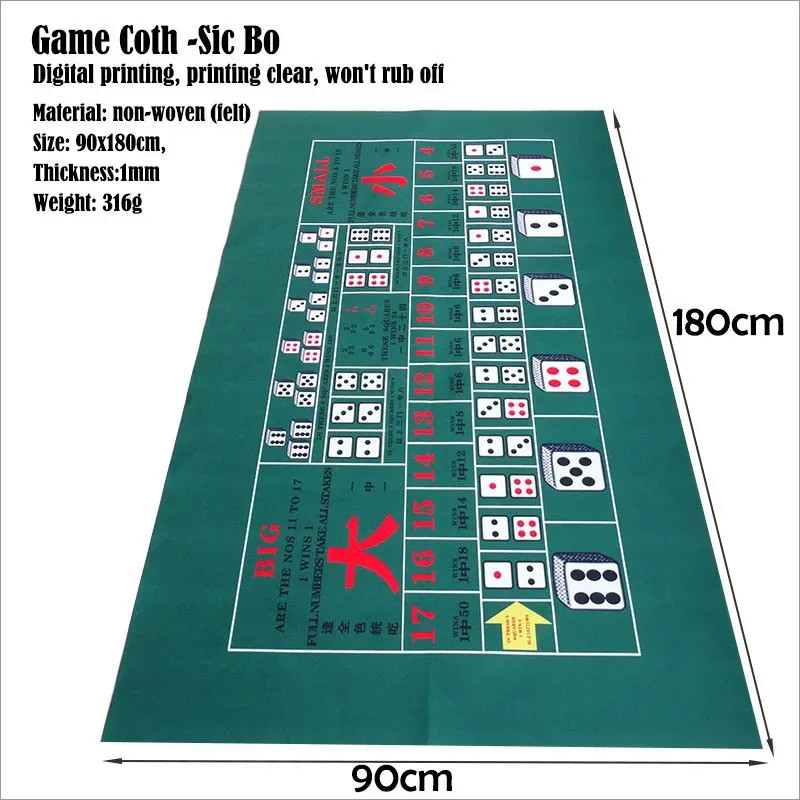 Sic Bo Dice Game Tablecloth Non-woven Fabric 180x90cm Portable Non Fading Foldable Tablecloth Casino