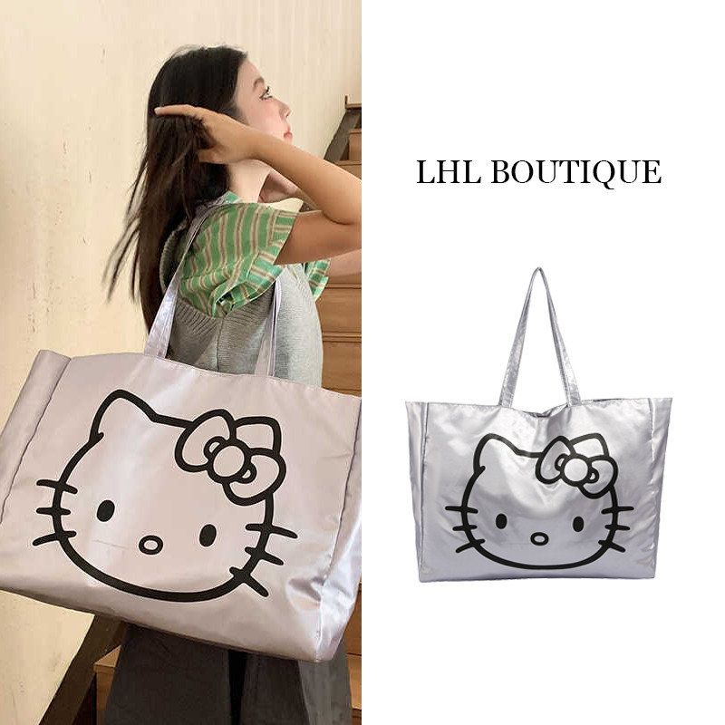 LHL BOUTIQUE  กระเป๋าสะพายไปเรียนน่ารักๆ hello Kitty กระเป๋าสะพายผู้หญิงใบใหญ่ tote bag การ์ตูนวาย