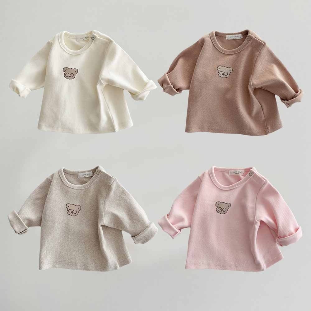 อิน เกาหลีฤดูใบไม้ผลิและฤดูใบไม้ร่วงเด็กทารกหมีน้อยน่ารักผ้าฝ้ายแขนยาวเสื้อยืดสํ