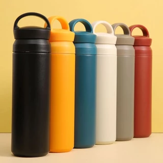 แก้วสแตนเลส พร้อมหูหิ้ว เก็บความเย็นได้นาน PP เกรดอาหาร 500ml กระบอกเก็บน้ำร้อน 304 ของแท้ เก็บอุณหภูมิ ร้อน/เย็นได้นาน