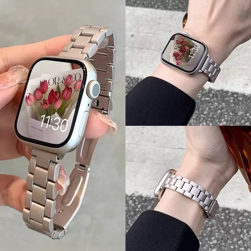 สายบางสําหรับ แอปเปิล ดู วงดนตรี 40/41/42/45/44/46 มม. 38 มม. 49 มม. สร้อยข้อมือโลหะสแตนเลสสําหรับ ฉันดู ชุด 10 9 8 7 6 กับ 3 พิเศษ