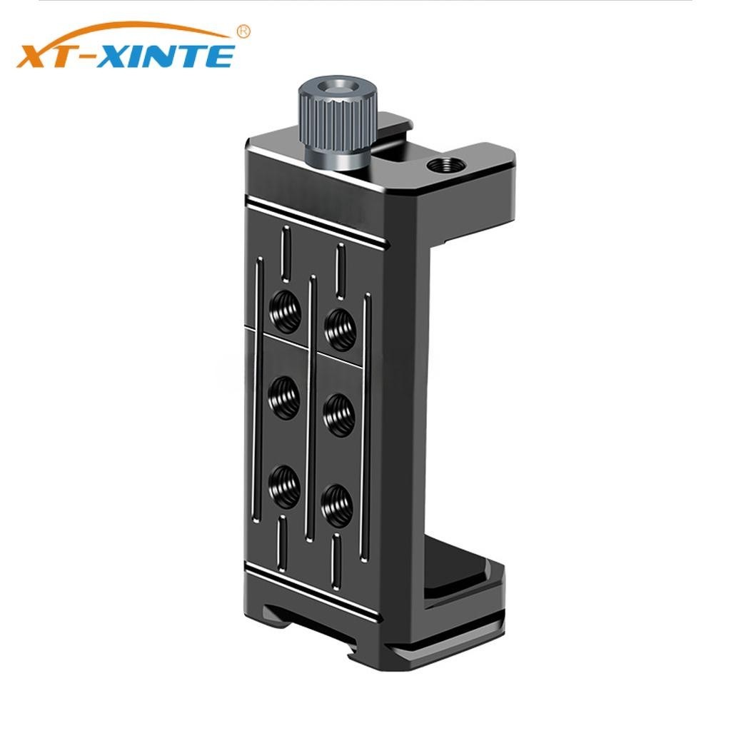 Xt-xinte อลูมิเนียมอัลลอยด์ ที่วางโทรศัพท์ คลิปโทรศัพท์ เมาท์โคลด์ชู แบบคู่ สําหรับขาตั้งไมโครโฟน ขาตั้งกล้อง