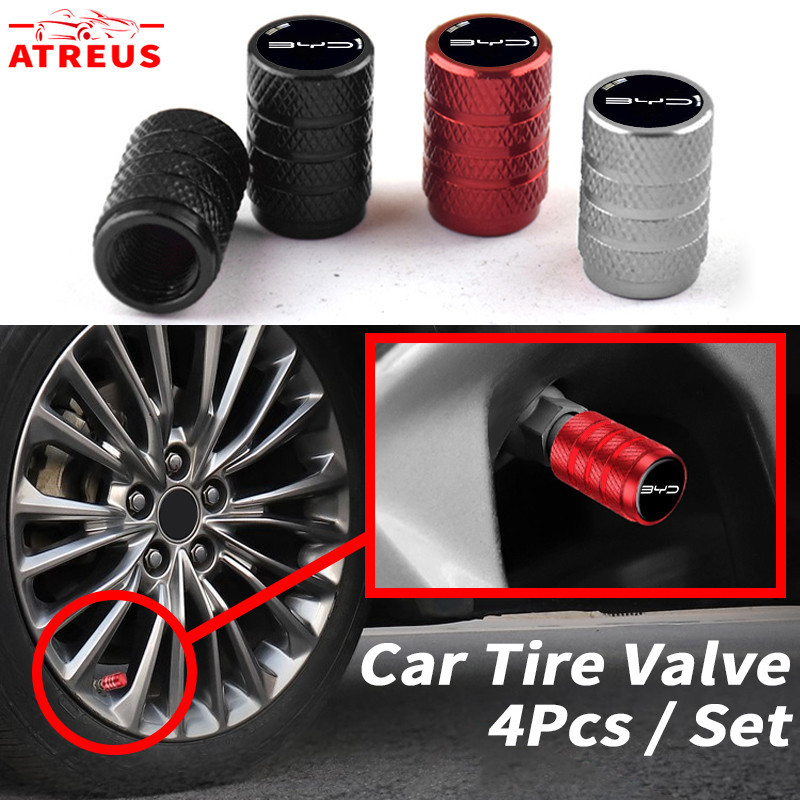 4 ชิ้น BYD จุกปิดท่อเติมลมยาง​ สำหรับรถยนต์​ จุกลมยาง​อลูมิเนียมอัลลอยด์ จุกลมยางรถยนต์ สำหรับ BYD Atto 3 Yuan plus Dolphin Seal U Han EV