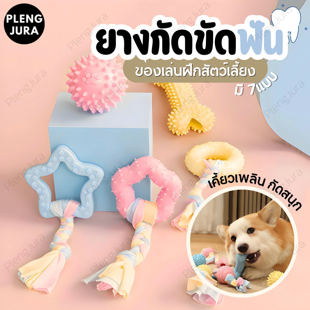 กัดสีพาสเทลสุดแนว ของเล่นสัตว์เลี้ยง หมา เคี้ยวสุนัข ทำจากวัสดุทนทาน ปลอดภัย พร้อมส่ง