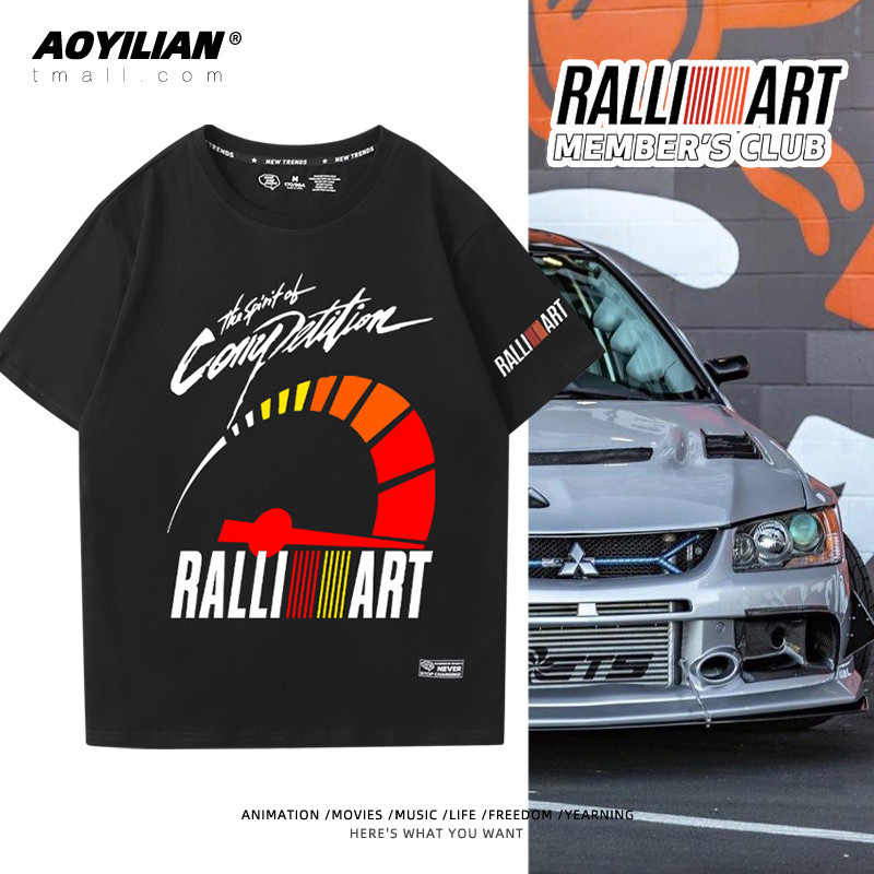 เสื้อยืดแขนสั้น ผ้าฝ้ายแท้ พิมพ์ลายรถยนต์ Mitsubishi Evolution Rally Art สไตล์ญี่ปุ่น สําหรับผู้ชาย และผู้หญิง 219