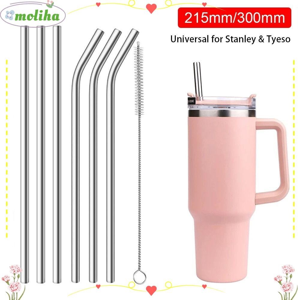 Moliha หลอดดูดน้ํา สเตนเลส งอตรง ใช้ซ้ําได้ 6 มม. 8 มม. แบบเปลี่ยน สําหรับแก้ว Tyeso 30 ออนซ์ 40 ออนซ์ 1 ชิ้น