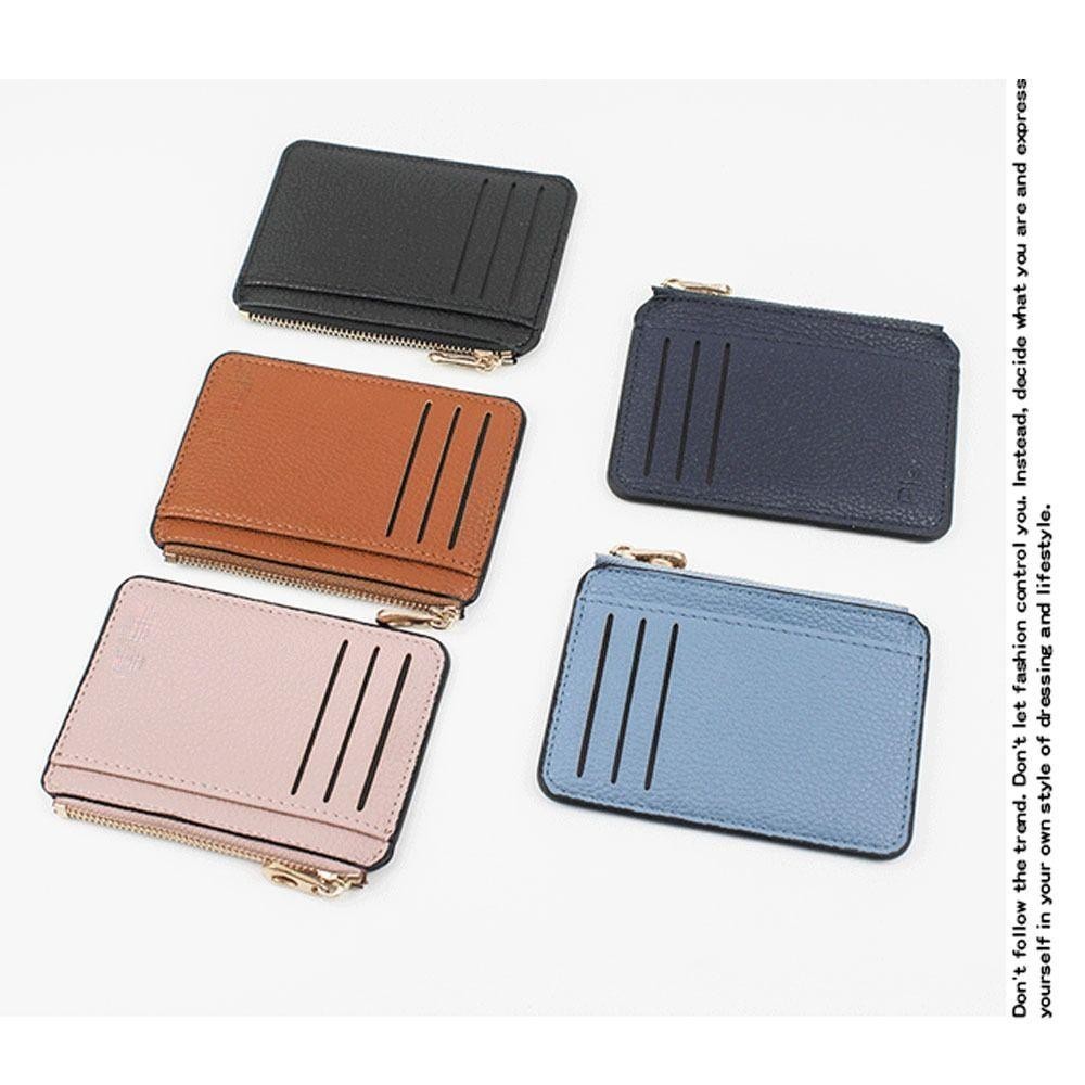 Trendyzone กระเป๋าสตางค์ ใบสั้น หนัง PU บางมาก มีซิป สีพื้น สไตล์นักธุรกิจ สําหรับผู้ชาย และผู้หญิง - รูปที่ 5