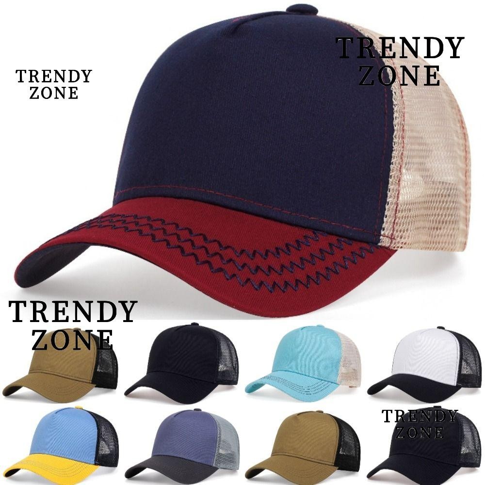 Trendyzone หมวกเบสบอล กันแดด ระบายอากาศ สีพื้น เรียบง่าย ฤดูร้อน กลางแจ้ง