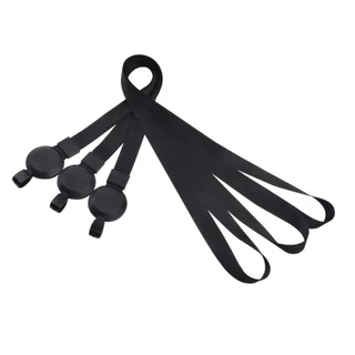 1x กรอบป้ายใส่บัตร หน้าใส หลังทึบ พร้อมสายซิลิโคน สีดำ Lanyards Card Holder