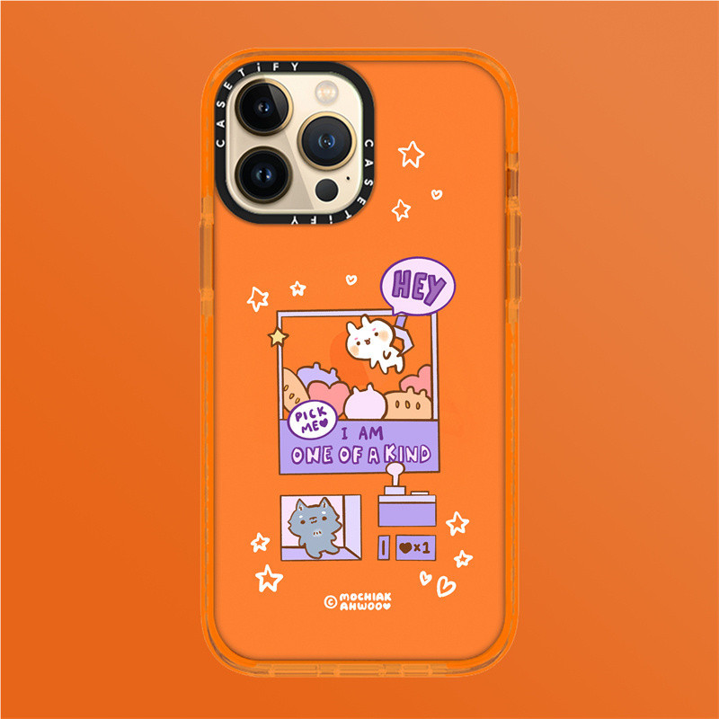 Casetify X เคสโทรศัพท์มือถือ กันกระแทก ไล่โทนสีส้ม สีแดง ขอบสีดํา สําหรับ iPhone 15 14 13 12 11 Pro Max