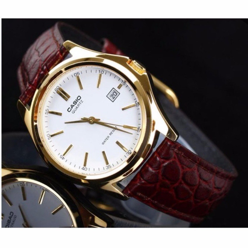 นาฬิกาสายหนัง นาฬิกา Casio นาฬิกาข้อมือผู้หญิง สายหนัง รุ่น LTP-1183Q-7ADF-สายหนังสีน้ำตาล ของแท้