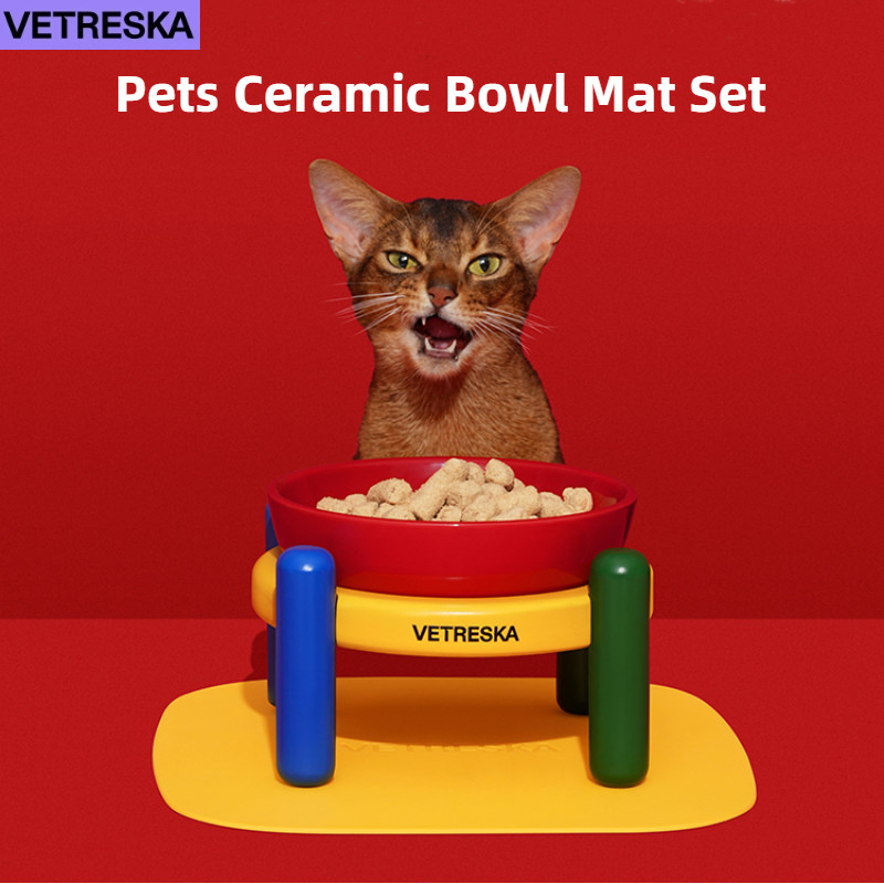 Vetreska ชามเซรามิค ป้องกันกระดูกสันหลังส่วนคอ สําหรับสัตว์เลี้ยง สุนัข แมว