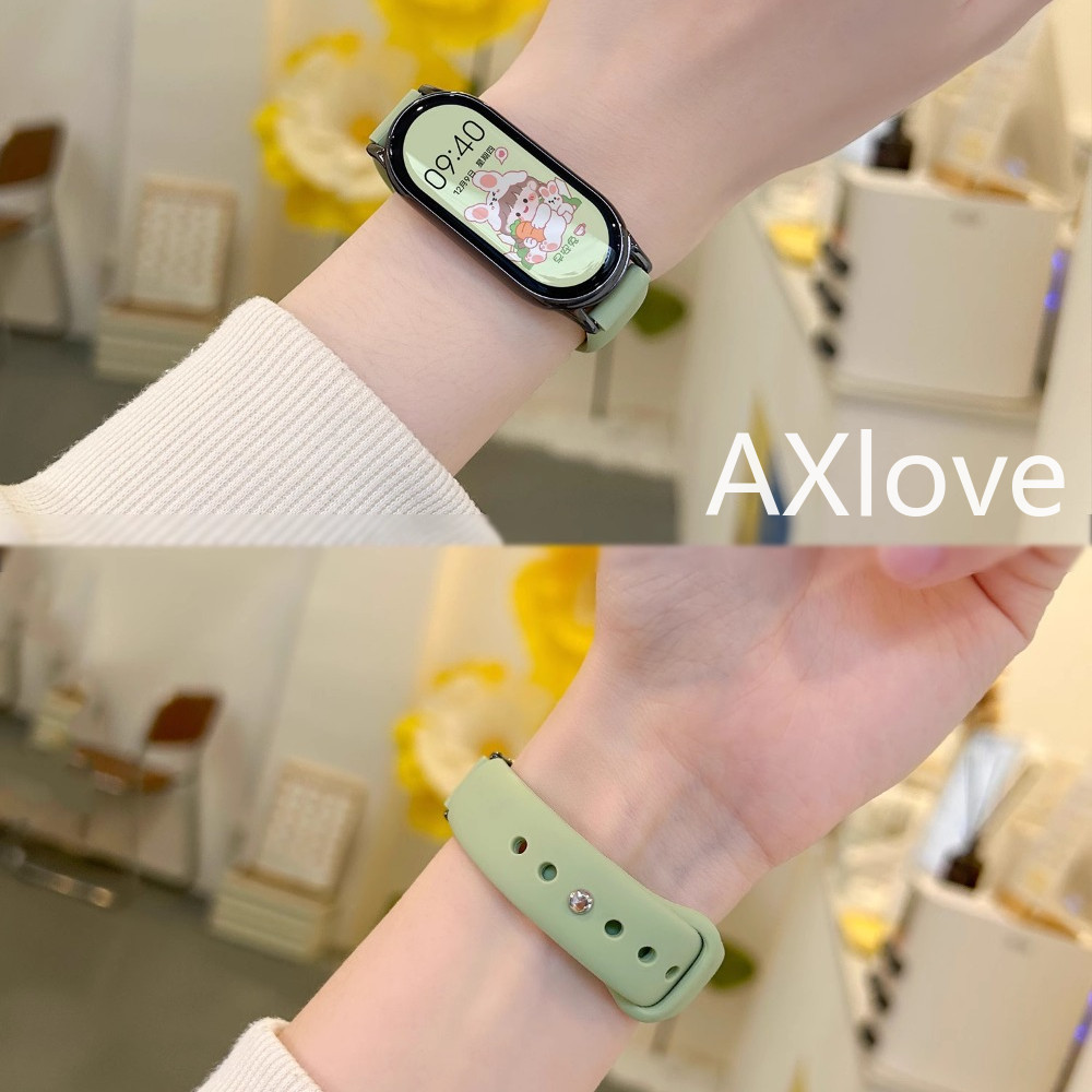 สายซิลิโคนสีทึบเหมาะสําหรับ Xiaomi Band 10 9 8 NFC สร้อยข้อมือเปลี่ยนสายรัดข้อมือสําหรับ Mi Band 8 กันน้ํานาฬิกาสปอร์ต