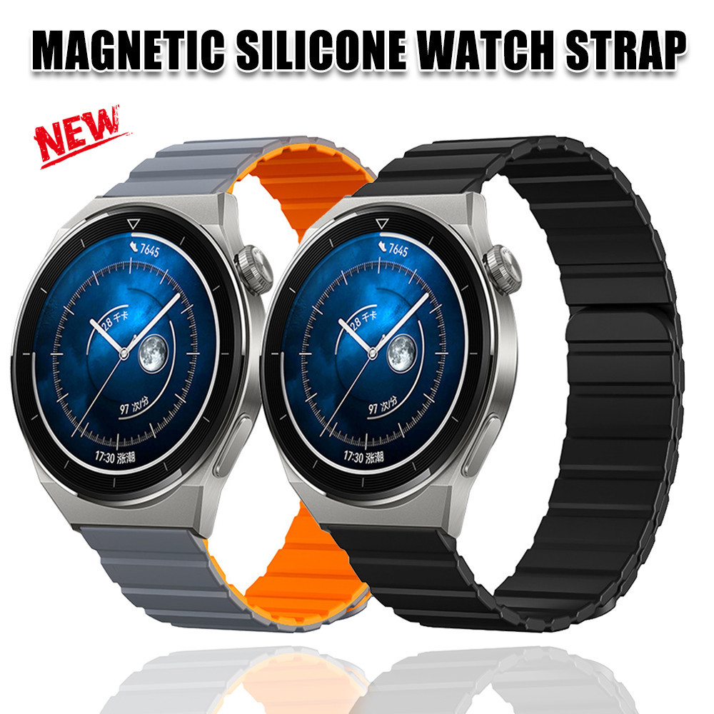 สายนาฬิกาข้อมือ ซิลิโคน แม่เหล็ก 22 มม. ปลดไว สองสี สําหรับ Huawei watch GT4 GT3 GT3/2 pro 46 มม. Huawei watch
