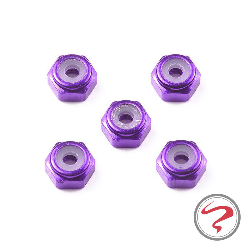 ของแท้ TAMIYA TAMIYA อะไหล่ขับเคลื่อนสี่ล้อ 95555 M2 สีม่วง Anti-Loose Self-Locking Nuts 5 ชิ้นพร้อมสต็อก