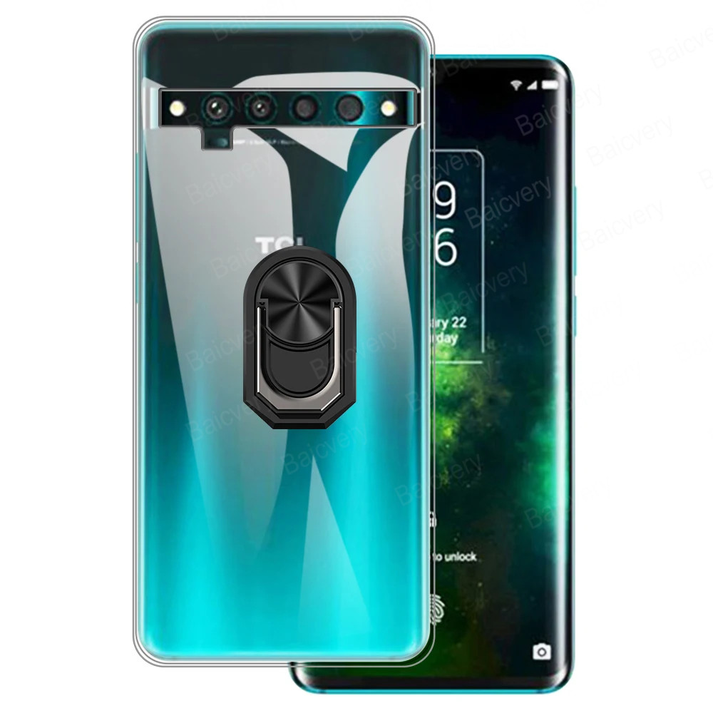 เคสโทรศัพท์มือถือ ซิลิโคนนิ่ม TPU พร้อมแหวนแม่เหล็ก สําหรับ TCL 10 Pro 10Pro T799H T799B 10L 10SE T7