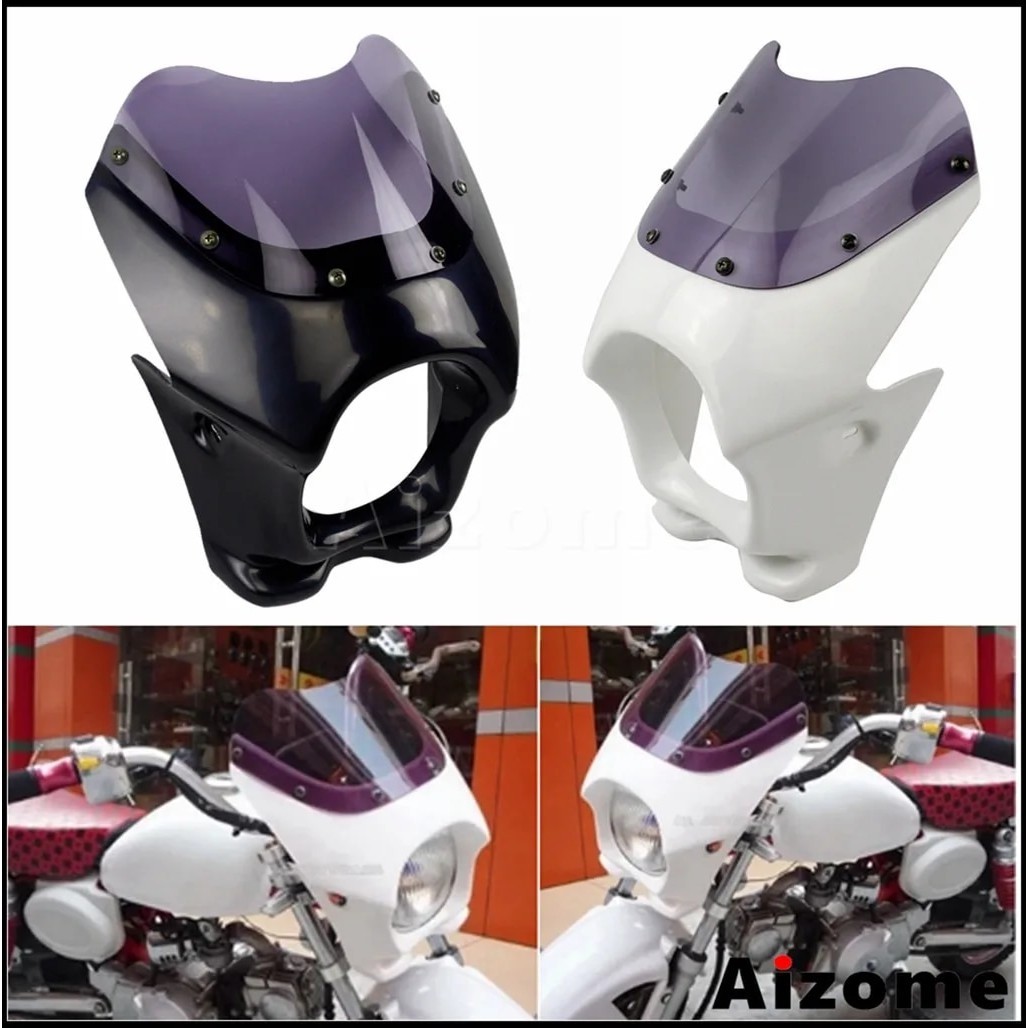 AI Motorcycle Front Headlight Fairing Retro Wind Screen Cover For CB50 DAX ST50 Benri 90 50 125 Benri Benri CD50 CD90 FT