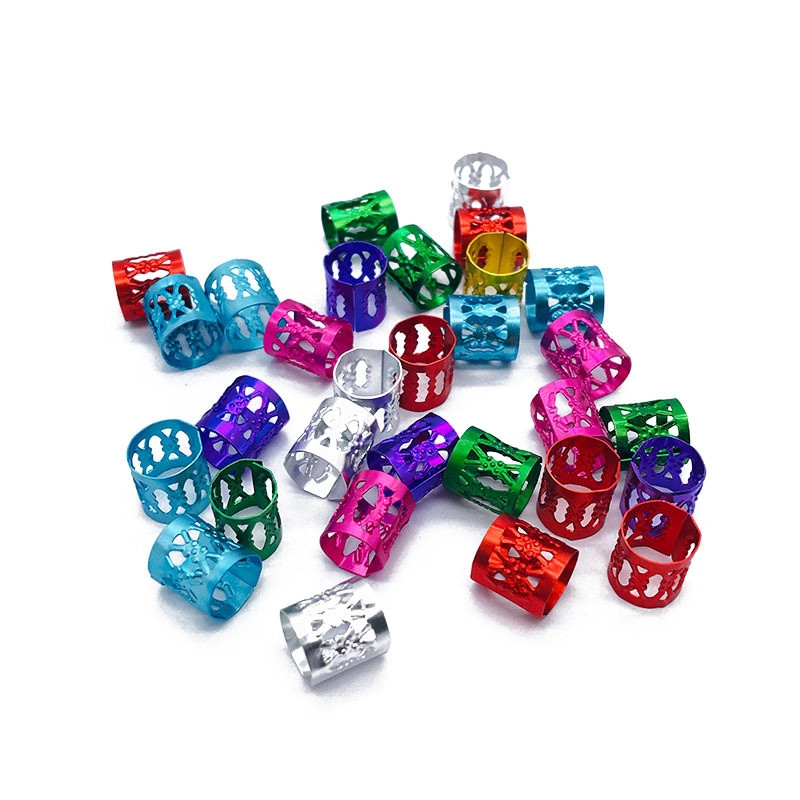 100ชิ้นที่มีสีสันผสมลูกปัด-ปรับผมถักเปีย-แหวนผมถักเปีย-หดลูกปัด-อลูมิเนียมถักเปียอุปกรณ์ผม - รูปที่ 7