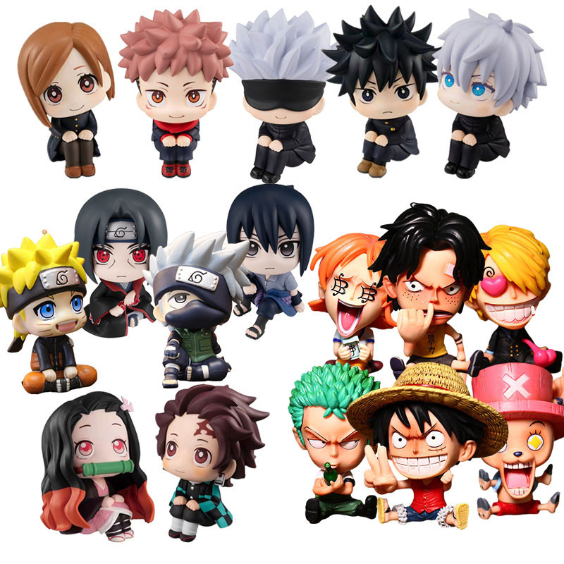โมเดลฟิกเกอร์ One Piece Luffy Zoro Naruto Kakashi Jujutsu Kaisen Satoru Gojo Demon Slayer Nezuko ของเล่นสําหรับเด็ก
