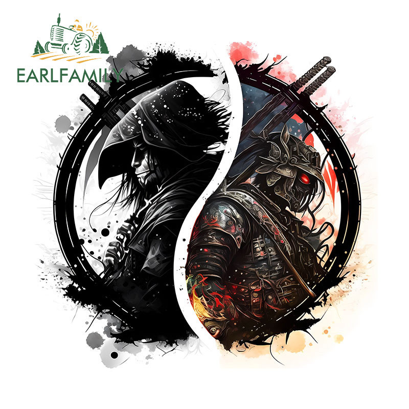 Earlfamily สติกเกอร์ไวนิล กันน้ํา ลายซามูไร 13 ซม. สําหรับติดตกแต่งกระจกมองหลังรถยนต์