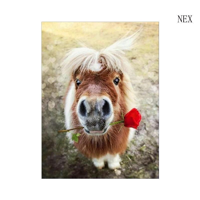 Nex ภาพจิตรกรรมปักครอสสติตช์ รูปม้า 5D สําหรับตกแต่งบ้าน DIY