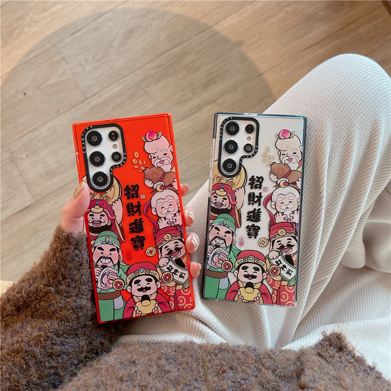 CASETIFY เคสโทรศัพท์มือถือแบบนิ่ม TPU ใส กันกระแทก ลายเทพเจ้าแห่งความมั่งคั่ง สําหรับ Samsung Galaxy S24 Ultra S24 Plus S21 S22 S23 Ultra Plus