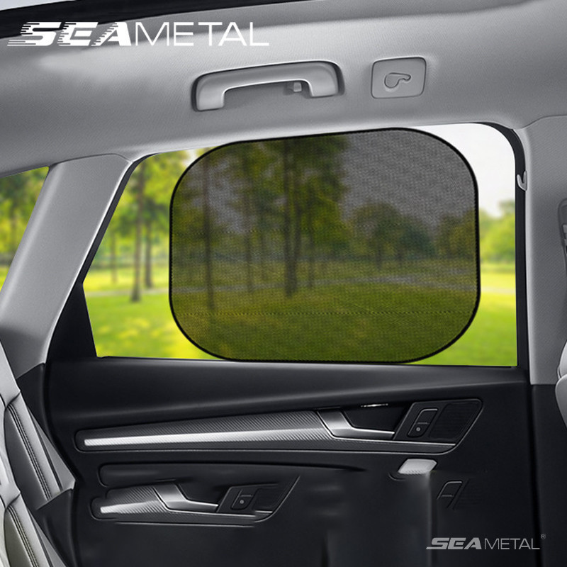 Seametal ม่านบังแดดหน้าต่างรถยนต์ แบบตัวดูดสุญญากาศ สีดํา ฟิล์มไฟฟ้าคงที่ กัน UV