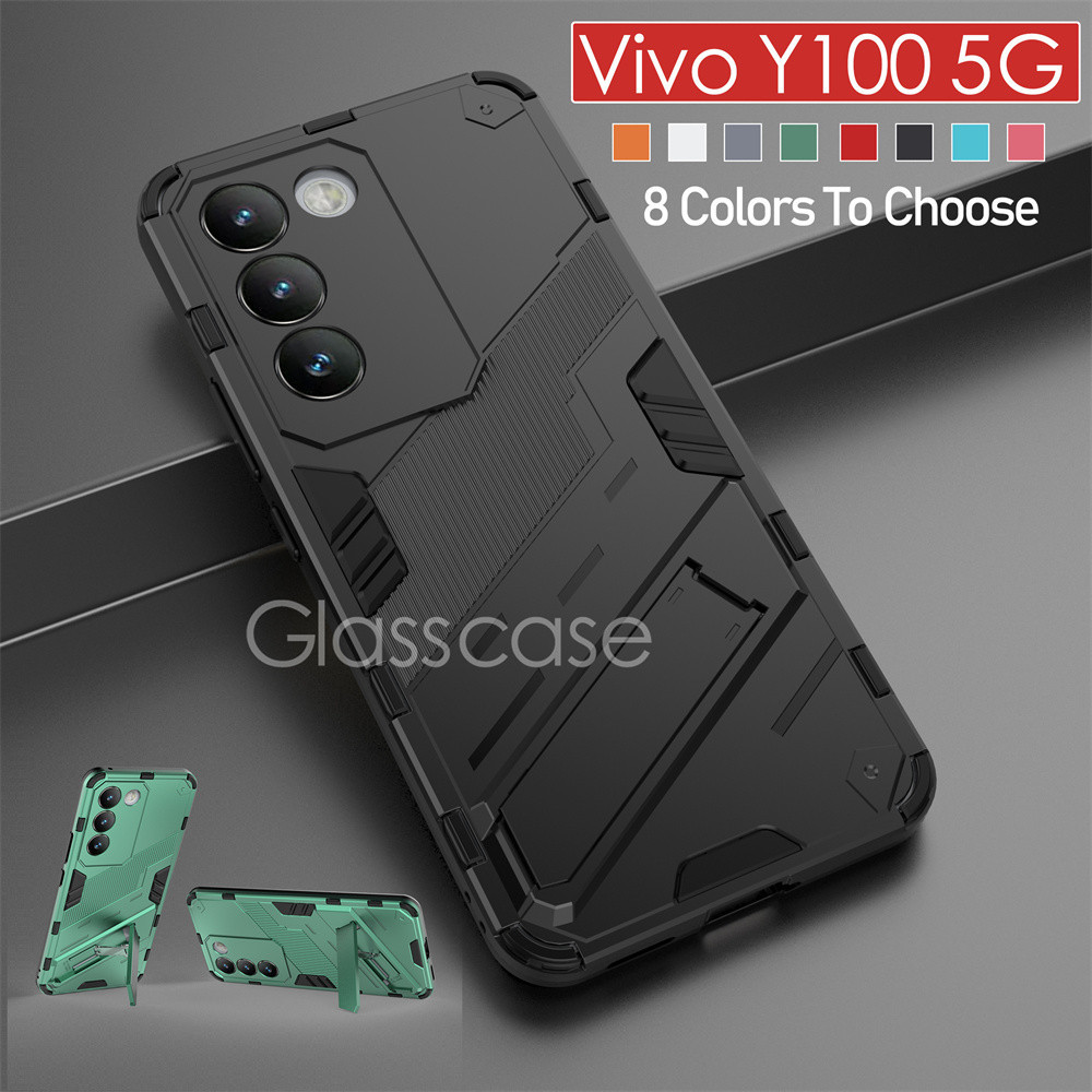 Vivo Y100 5GปลอกสําหรับVivo Y100 Y28s Y18 Y03 Y03t Y 100 Y 28s Y 18 Y 03 VivoY100 4G 5Gกันกระแทกเคสโทรศัพท์ 3Dเกราะยืนผู้ถือป้องกันHardกลับปลอก