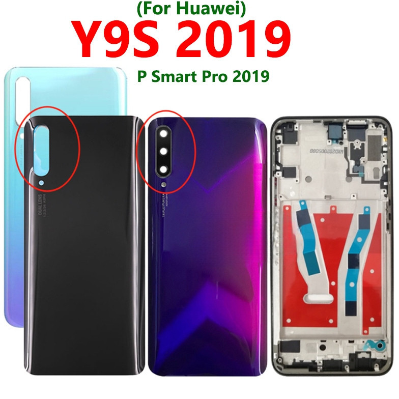 ฝาหลังกรอบสําหรับ Huawei Y9S LCD ด้านหน้ากรอบกลางฝาครอบแบตเตอรี่พร้อมเลนส์กล้อง Y9S P สมาร์ท Pro 2019