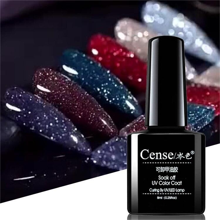 cense 8ml. ยาทาเล็บเจลกลิตเตอร์สะท้อนแสง สีเจล สีแฟลชเจล เล็บเจลกากเพชร