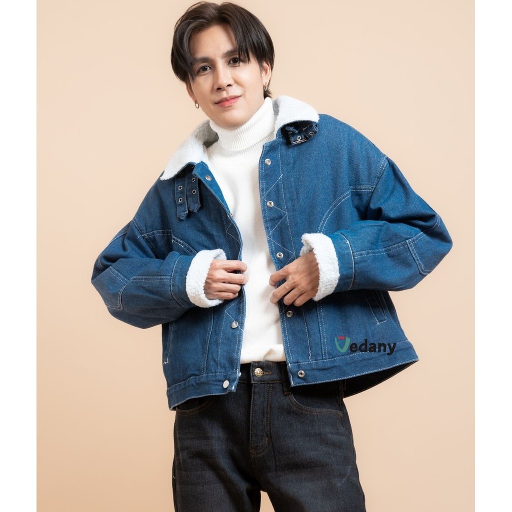 Denim Jeans Jacket with Wool เสื้อโค้ทยีนส์บุขน กันหนาวได้ถึงติดลบ Unisex ใส่ได้ทั้งชายและหญิง VDN-C