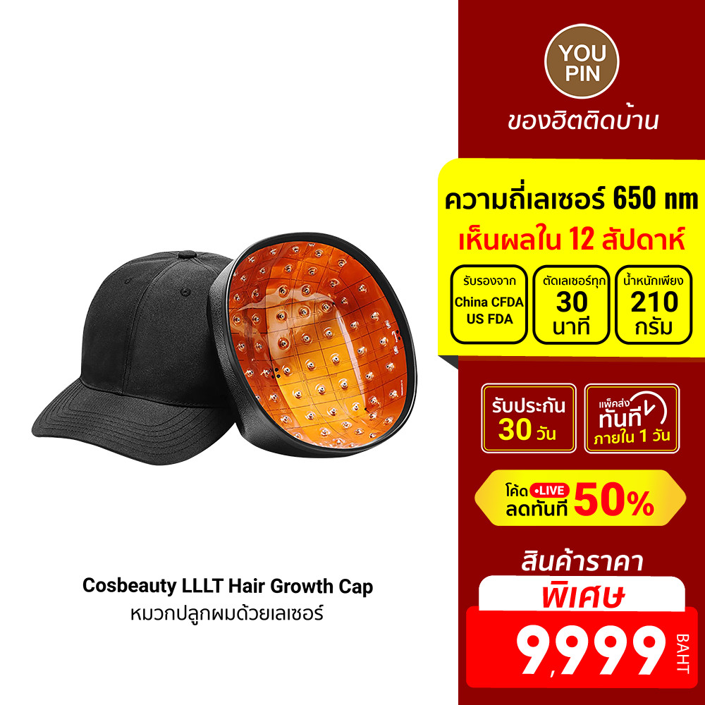 [ราคาพิเศษ 9999บ.] Xiaomi Cosbeauty LLLT Hair Growth Cap หมวกปลูกผมด้วยแสงเลเซอร์ 81 จุด มีน้ำหนักเบ