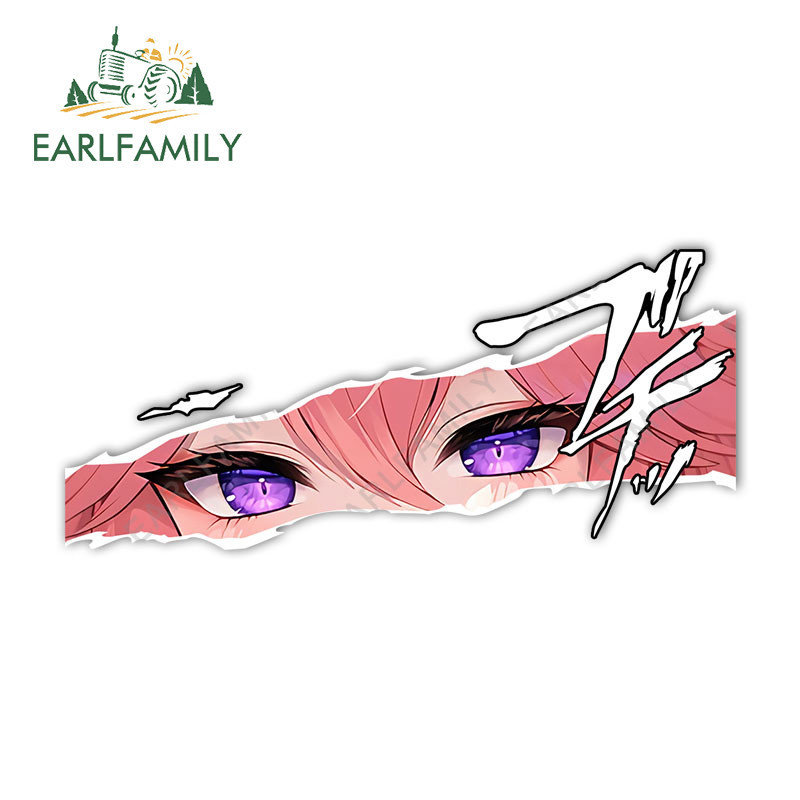 Earlfamily 13 ซม.Genshin Impact Eyes Slap รถสติกเกอร ์ รถจักรยานยนต ์ จักรยาน Windows อะนิเมะ Scratch-Proof Decal กันน ้ ํารถอุปกรณ ์ เสริม
