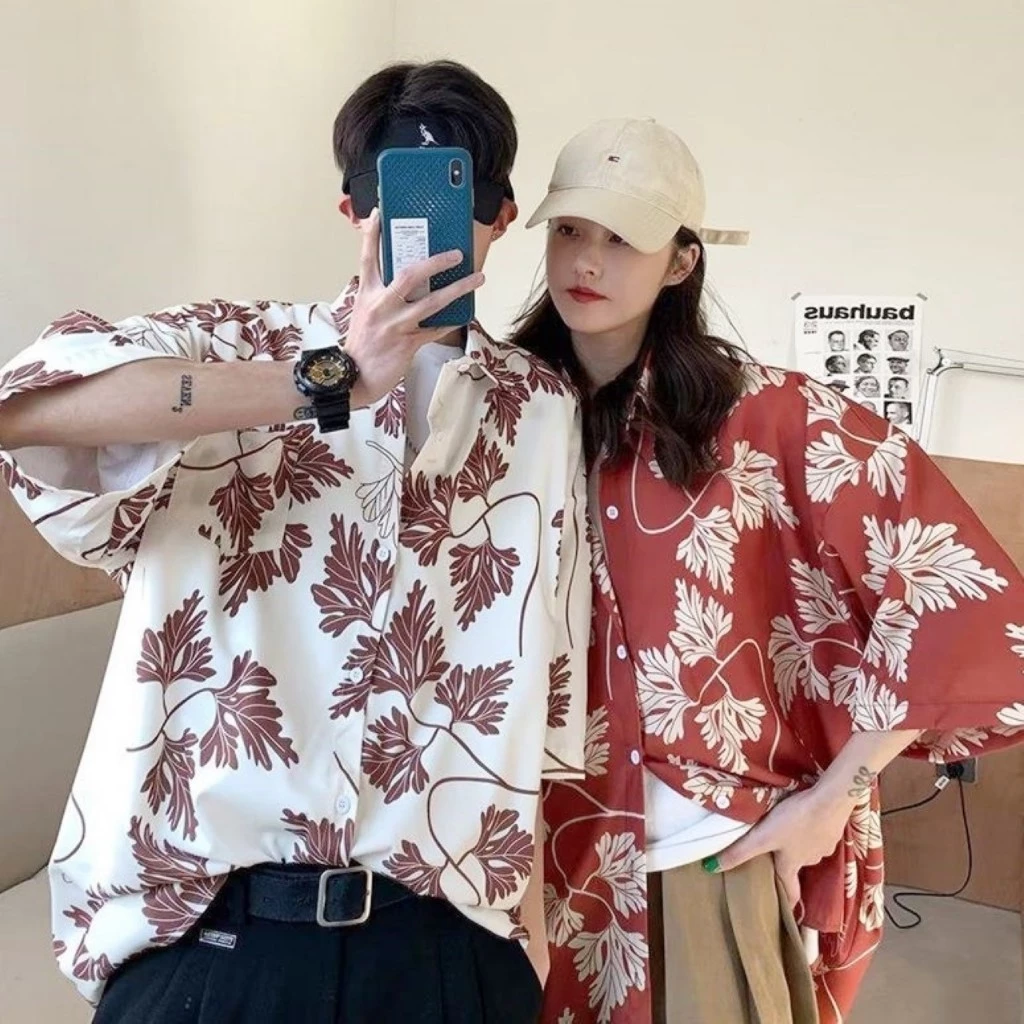 เสื้อเชิ้ตแขนสั้นลายดอกใบไม้แฉก มีกระเป๋าหน้า thumbnail 4