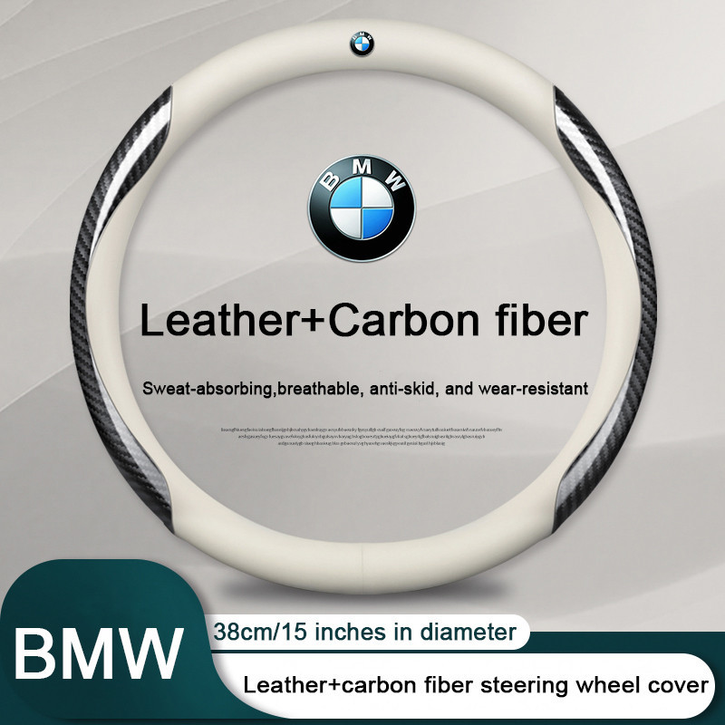 ปลอกหนังหุ้มพวงมาลัยรถยนต์ คาร์บอนไฟเบอร์ 38 ซม. สําหรับ BMW F30 E46 F10 E90 G20 E36 E39 E30 G30 E92 F20 X6 X1 X5 Z4 M3 X3 X4 5 7 Series 320I 218I 520I 530I 528I M2 730LI 740LI