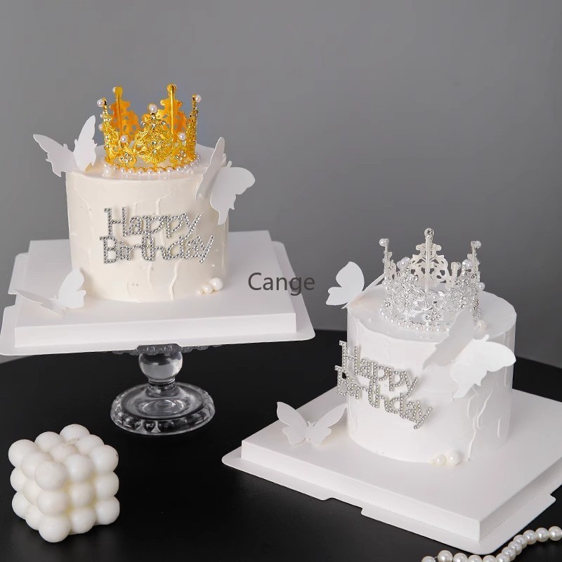 อุปกรณ์ตกแต่งเค้กมงกุฎตัวอักษรสุขสันต์วันเกิดผีเสื้อที่สวยงามเทพธิดาวันเกิดขนมรวมทั้งการตกแต่งปลั๊กอิน