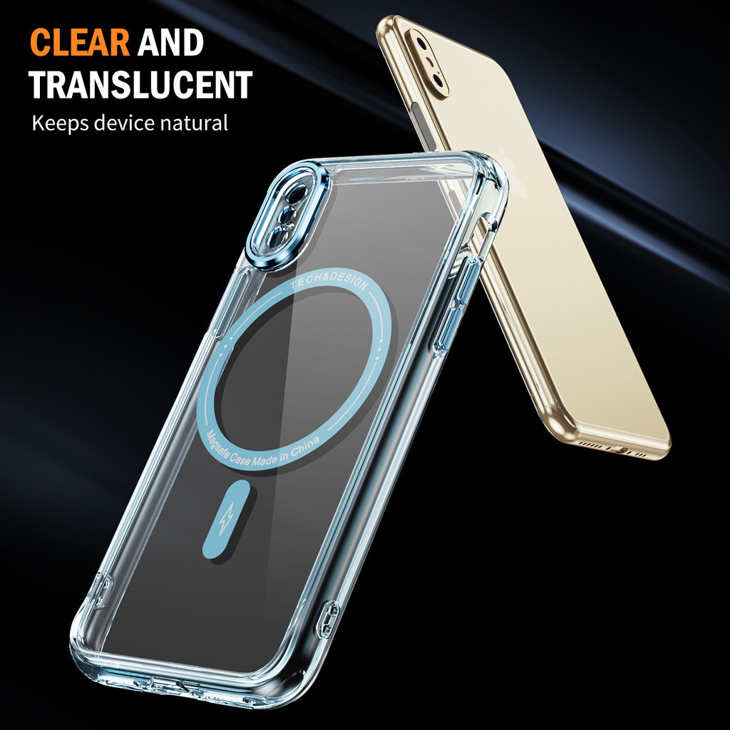 อะคริลิคใส Magentic เคสโทรศัพท์สําหรับ Iphone X Xr Xsmax 7 8 Plus Maggentic โปร่งใสถุงลมนิรภัยแม่เหล็กไร้สายชาร์จเคสโทรศัพท์ฝาหลังแฟชั่น